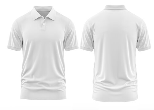 Polo shirt Short-Sleeve rib collar and cuff ( Realistic 3d renders )  White
