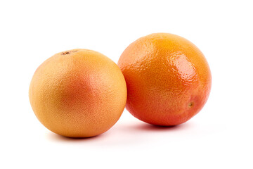 Pink grapefruits, isolated on white background.