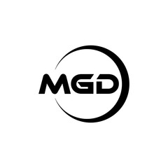 MGD letter logo design with white background in illustrator, cube logo, vector logo, modern alphabet font overlap style. calligraphy designs for logo, Poster, Invitation, etc.
