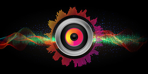 audio spectrum lines speaker music soundwave abstract vector illustration background