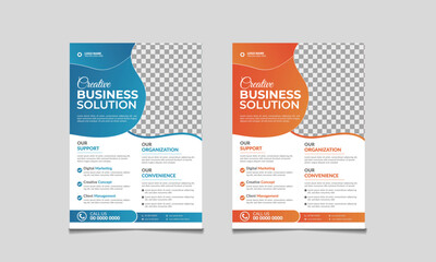 Corporate business flyer template design set with blue. marketing, business proposal, promotion, advertising, publication, new digital marketing flyer set.