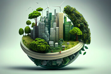 green energy, sustainable industry. Environmental, Social, and Corporate Governance concept - obrazy, fototapety, plakaty