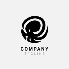 Octopus circle minimalist logo design