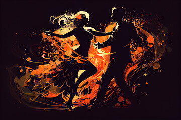 Illustration of man and woman dancing