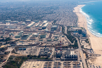 Aerial view of Hyperion Water Reclamation Plant and the beach