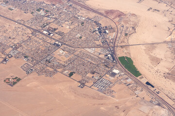 Aerial view of Barstow, California on Route 66