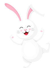 Cute cartoon white rabbit character. Happy Easter day, cartoon character design, illustration.