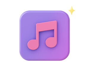 3d render of purple music note icon for UI UX web mobile apps social media ads designs