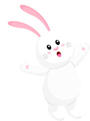 Cute cartoon white rabbit character. Happy Easter day, cartoon character design, illustration.