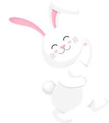 Cute cartoon white rabbit character. Happy Easter day, cartoon character design, illustration.