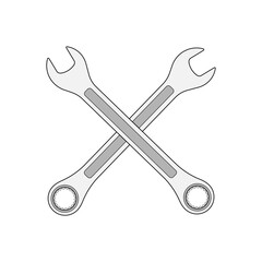 Vector illustration of wrenches. Simple flat style.