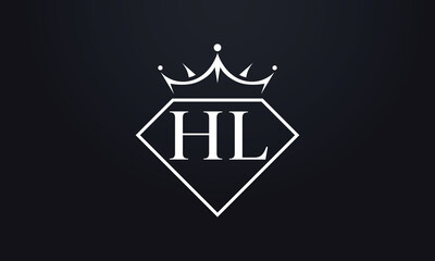 Diamond crown vector. Luxury queen logo for jewelry vector with letters