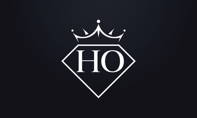 Diamond crown vector. Luxury queen logo for jewelry vector with letters