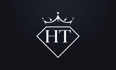 Diamond crown vector. Luxury queen logo for jewelry vector with letters