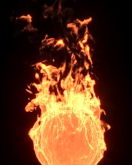 Obraz na płótnie Canvas 3d rendering illustration Fire flames on black background.for business finance or podium premium product