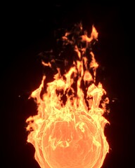 Obraz na płótnie Canvas 3d rendering illustration Fire flames on black background.for business finance or podium premium product