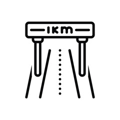 Black line icon for kilometers