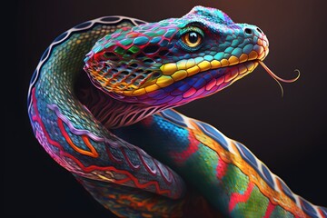 Obraz premium colorful snake created using AI Generative Technology