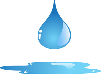 Water drop and spill icon isolated on white background. 3D Water drop icon for web site, app, logo and design template. Creative art concept, vector illustration