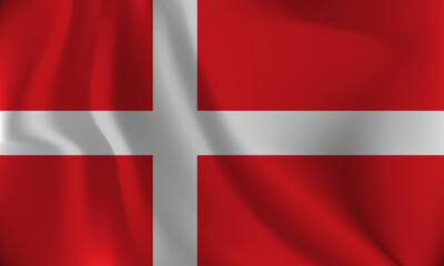 Flag of Denmark, with a wavy effect due to the wind.