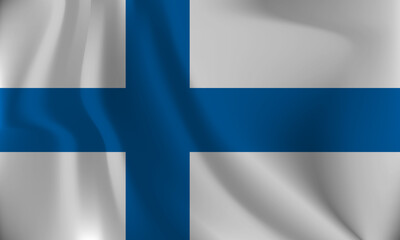 Naklejka premium Flag of Finland, with a wavy effect due to the wind.