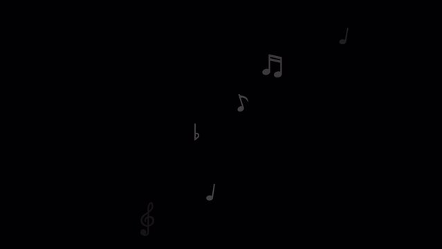 Minimal Flying Music Notes effects with alpha channel_moving style A