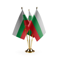 Small national flags of the Bulgaria on a white background