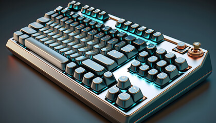A modern computer keyboard with dark background - Generative AI