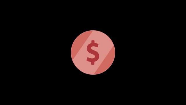 3D Dollar coin loop animation on black background