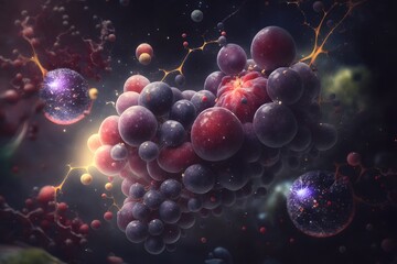 Fototapeta na wymiar cosmic grapes created using AI Generative Technology
