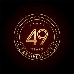 49th year anniversary celebration. Anniversary logo design with golden number and text. Logo Vector Template
