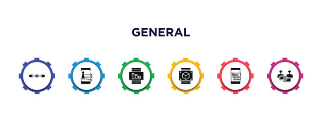 general filled icons with infographic template. glyph icons such as chain, ecommerce strategy, ar graph, ar presentation, ecommerce platform, affiliate link vector.