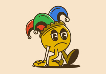 Mascot character design of a ball head wearing a clown cap