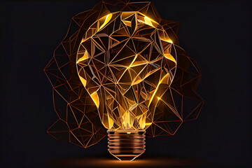  lamp with bright light. Low poly wireframe and points