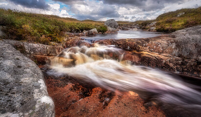 Cascading River Etive near Buachaille Etive Mor Mountain, Glencoe, Scotland