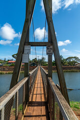 Shot of the Hanapepe Swinging Bridge in Kauai, Hawaii
