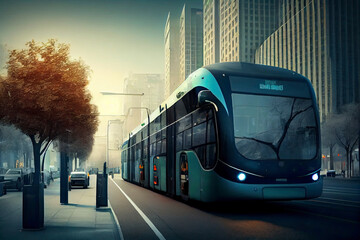 Obraz premium Public Transportation: An eco-friendly city has an efficient public