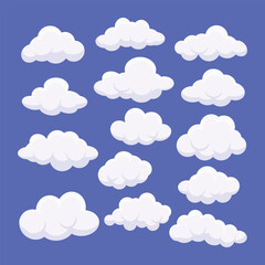 Beautiful Collection of Cloudy Sky Flat Vectors 

