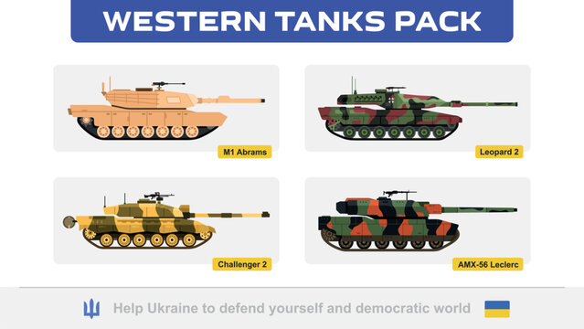 Vector Abrams (USA), Leopard 2 (Germany), Challenger 2 (UK), Leclerc  (France). Vector tanks pack Stock-Vektorgrafik | Adobe Stock