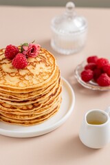 Backdrop with Stack Of Pancakes. Food photography 