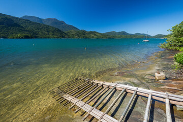 Coastline and sea, Saco do Mamangua, Paraty, Costa Verde, Brazil