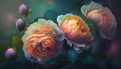 Generative AI of a painting of roses