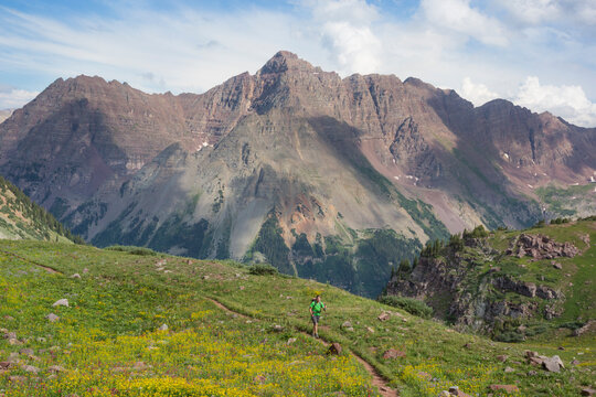 A hiker on the four pass loop near Aspen Colorado.