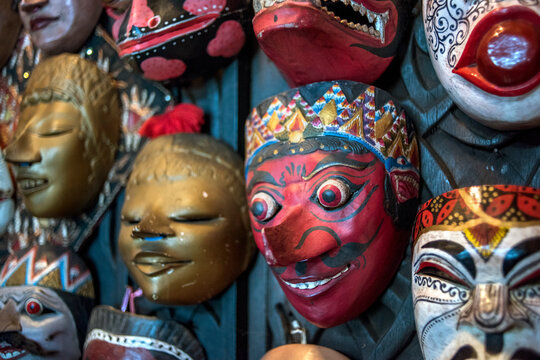 Traditional Javanese wooden masks, Indonesia.