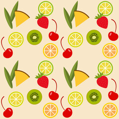 Seamless vector pattern - fruit cocktail, for printing and design.