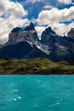 Scenery of mountain peaks, Torres del Paine National Park, Patagonia, Chile