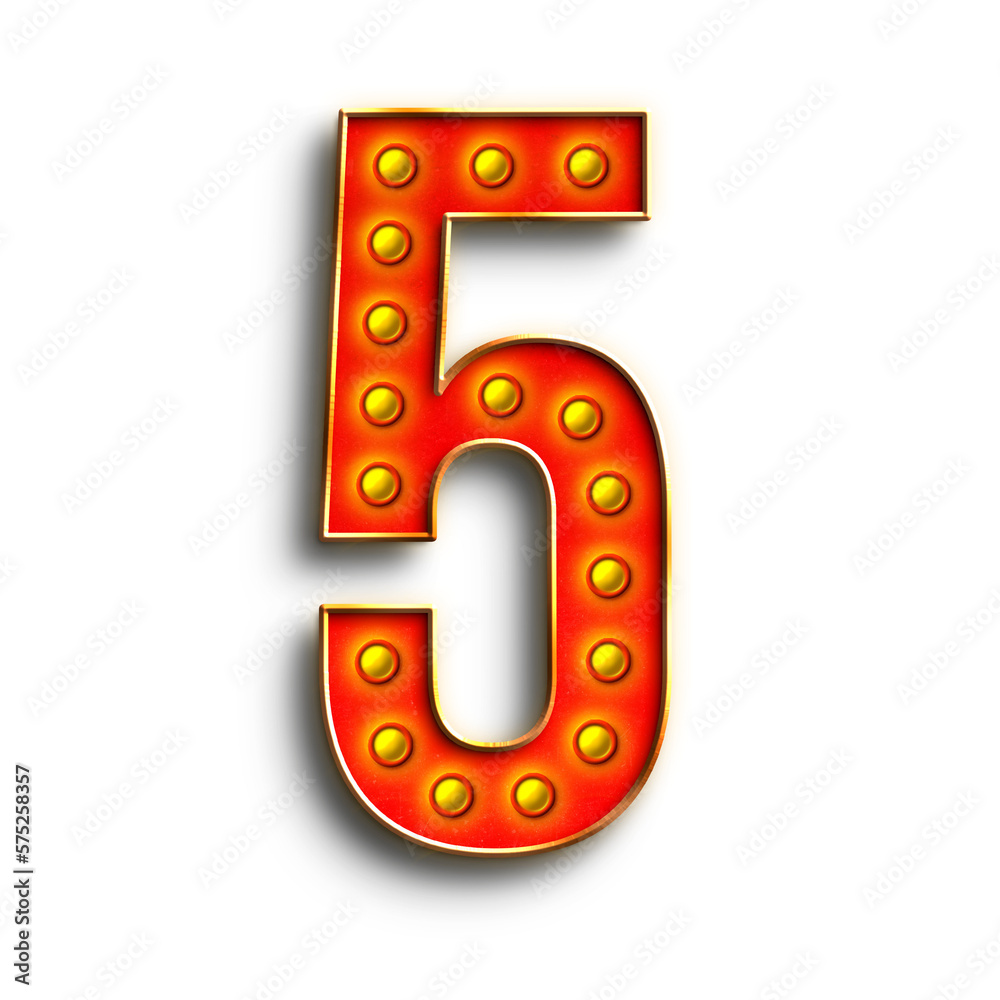 Fototapete broadway show lights numbers from 0 to 9. this is a part of a set which also includes letters, symbo
