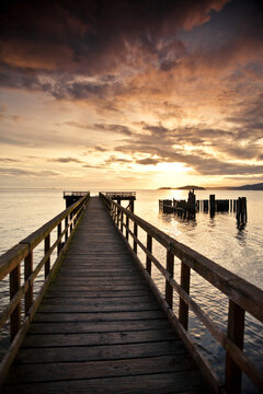 The Davis Bay warf at sunset.