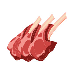 fresh flesh lamb meat. delicious food ingredient illustration vector.