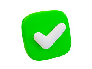 3d minimal green check mark symbol. correct sign. Get a green light concept. approved, accepted, ok, accepted, right. tick mark icon. 3d illustration.